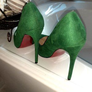 Mavirs Red Bottom Heels (Green)